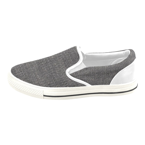 Black Denim Men's Slip-on Canvas Shoes (Model 019) - kdb solution
