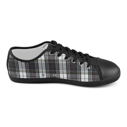 Black and White Plaid with touch of red Women's Canvas Shoes (Model 016) - kdb solution