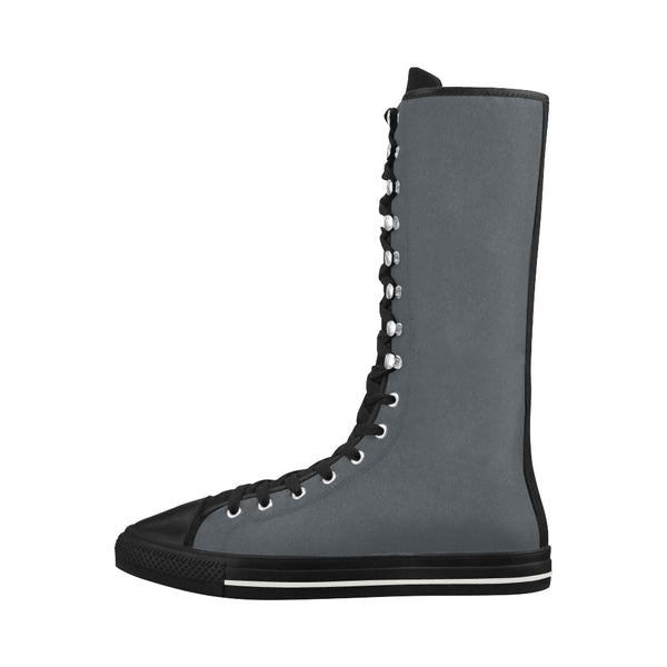 Dark Grey Canvas Long Boots For Women Model 7013H - kdb solution