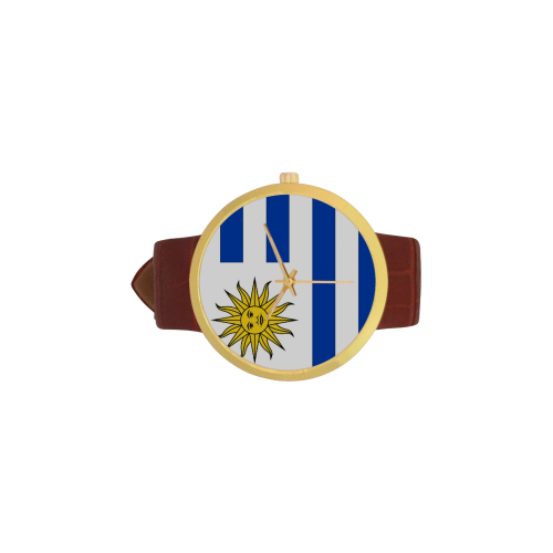Uruguay Women's Golden Leather Strap Watch(Model 212) - kdb solution