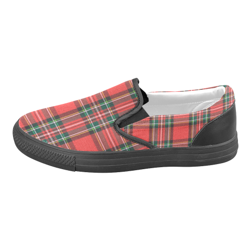 Red Plaid Women's Slip-on Canvas Shoes (Model 019) - kdb solution