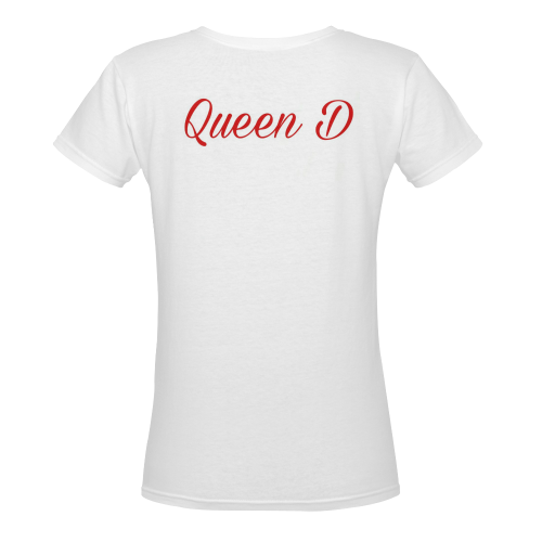 Queen D Women's Deep V-neck T-shirt (Model T19) - kdb solution