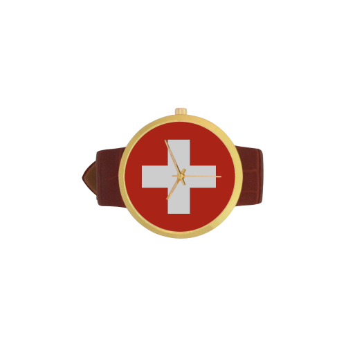 Switzerland Women's Golden Leather Strap Watch(Model 212) - kdb solution