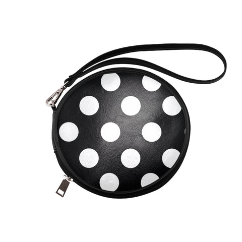 Black and White Poke a Dots Round Makeup Bag (Model 1625) - kdb solution