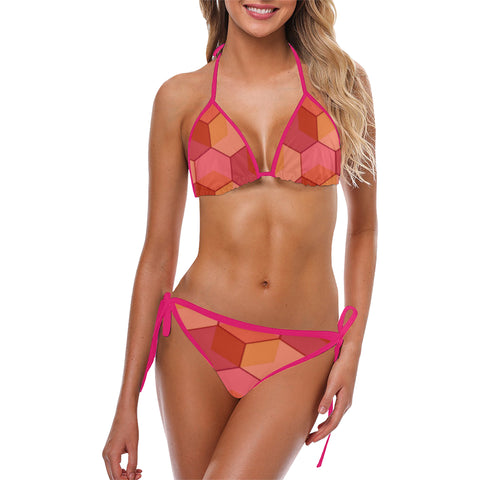 Red and Pink Custom Bikini Swimsuit (Model S01) - kdb solution