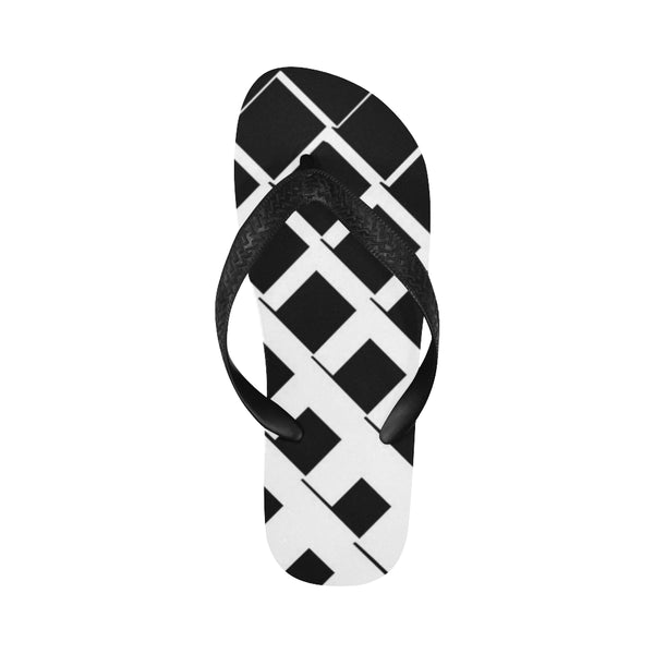 Black and White Pattern Flip Flops for Men/Women (Model 040) - kdb solution