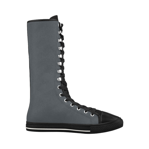 Dark Grey Canvas Long Boots For Women Model 7013H - kdb solution
