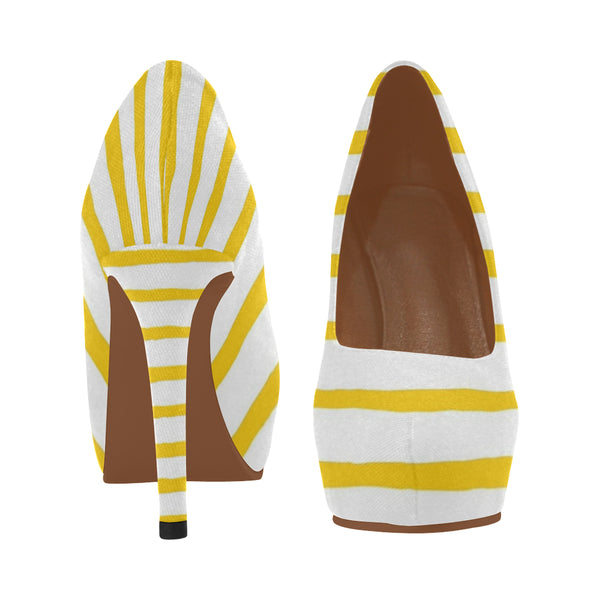 mustard and yellow Women's High Heels (Model 044)