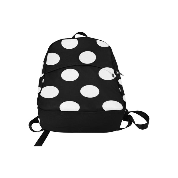 Black and White Poke a Dots Fabric Backpack for Adult (Model 1659) - kdb solution