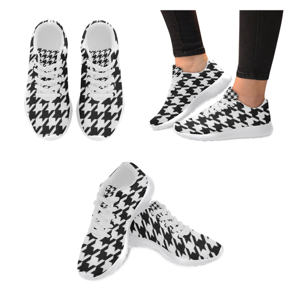 Black and White Pattern Women’s Running Shoes (Model 020) - kdb solution