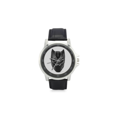 Black Panther Unisex Stainless Steel Leather Strap Watch(Model 202) - kdb solution