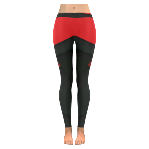 Black and Red 1 Low Rise Leggings (Invisible Stitch) (Model L05