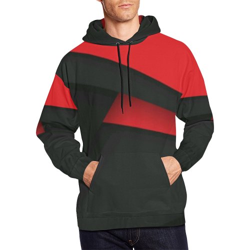 Black and Red All Over Print Hoodie for Men (USA Size) (Model H13) - kdb solution