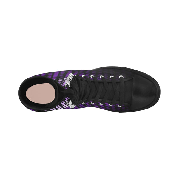 Purple Dots Canvas Long Boots For Women Model 7013H - kdb solution