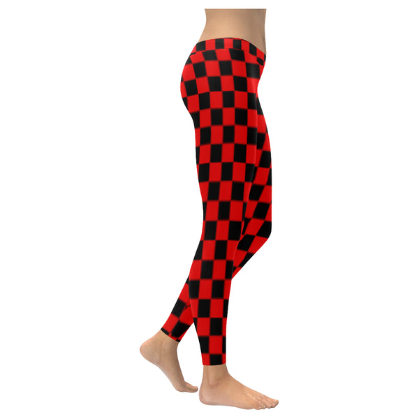 Black and Red Checkered Low Rise Leggings (Invisible Stitch) (Model L05) - kdb solution