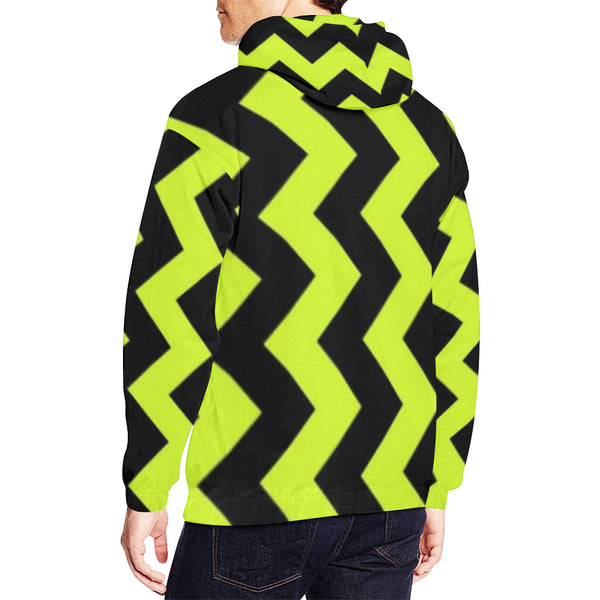 Black and Yellow All Over Print Hoodie for Men (USA Size) (Model H13) - kdb solution