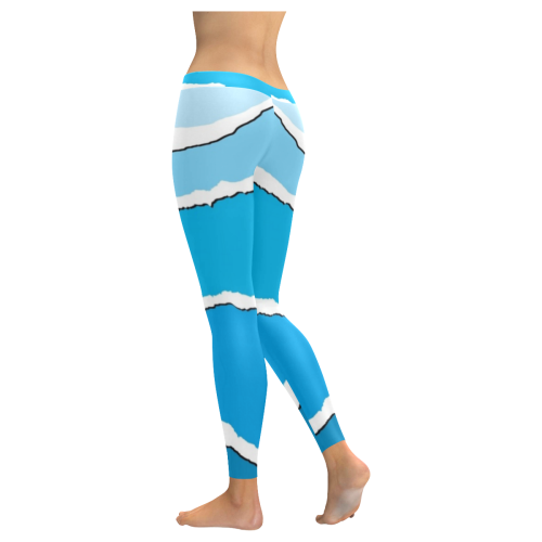 Blue and White Low Rise Leggings (Invisible Stitch) (Model L05) - kdb solution