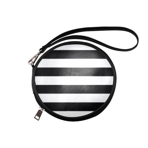 Black and White strip Round Makeup Bag (Model 1625) - kdb solution