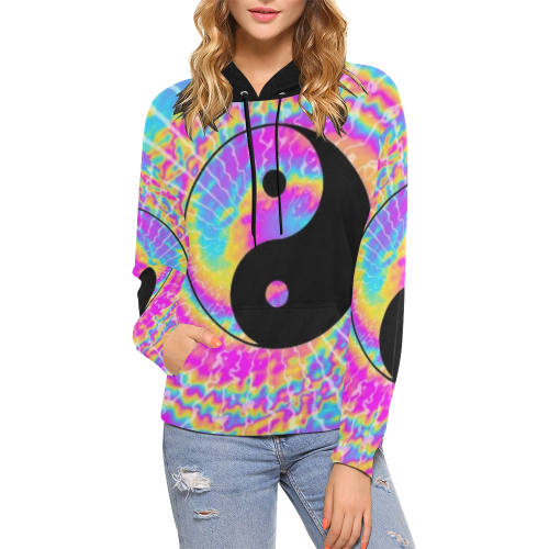 Peace Tie Dye All Over Print Hoodie for Women (USA Size) (Model H13) - kdb solution