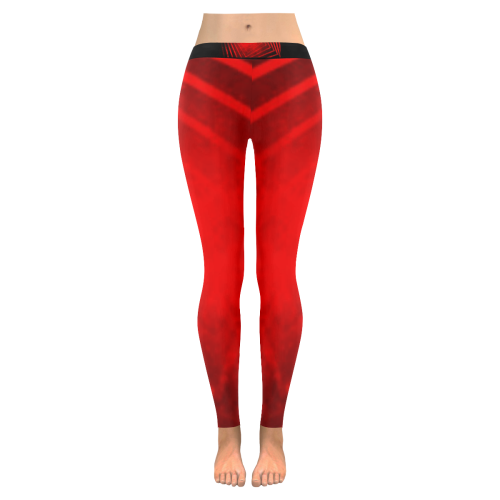 Red and Black Low Rise Leggings (Invisible Stitch) (Model L05) - kdb solution