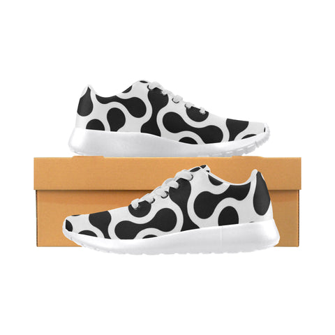 Black and White Swirl Women’s Running Shoes (Model 020) - kdb solution