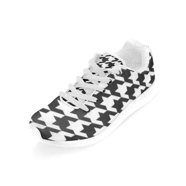 Black and White Pattern Women’s Running Shoes (Model 020) - kdb solution