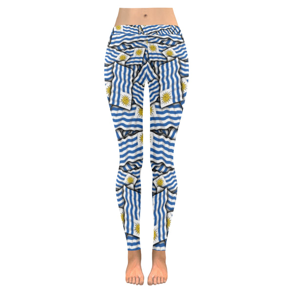 Uruguay flags Low Rise Leggings (Invisible Stitch) (Model L05) - kdb solution
