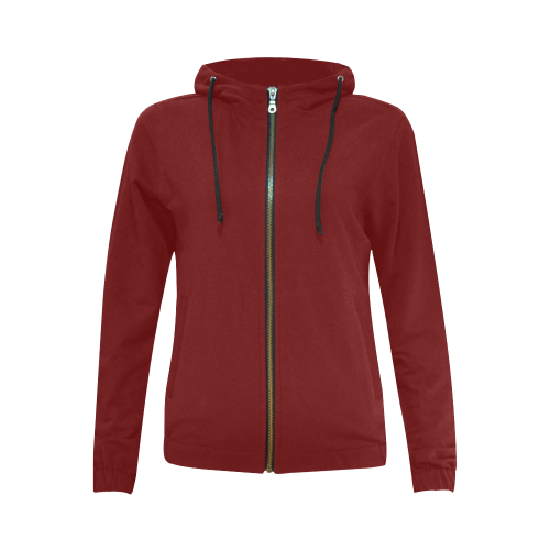 KDB Wine color All Over Print Full Zip Hoodie for Women (Model H14) - kdb solution