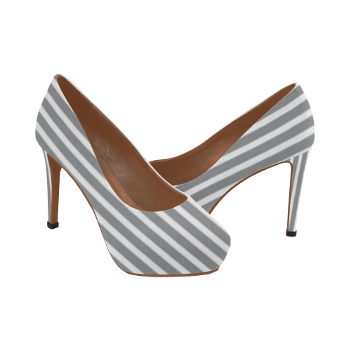 Grey Stripes Women's High Heels (Model 044) - kdb solution