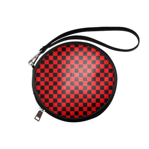 Black and Red Checkered Round Makeup Bag (Model 1625) - kdb solution