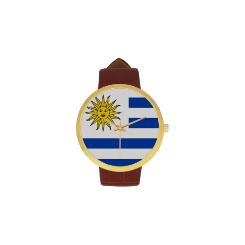Uruguay Women's Golden Leather Strap Watch(Model 212) - kdb solution