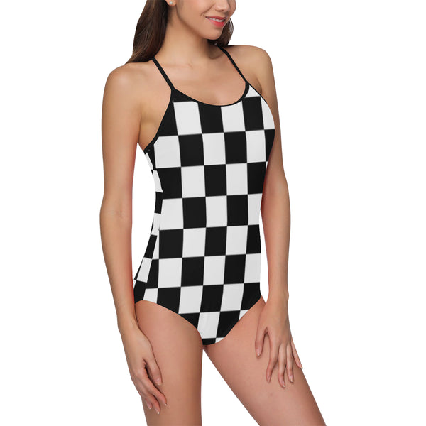 Checkered One Piece Swimsuit ( Model S05) - kdb solution