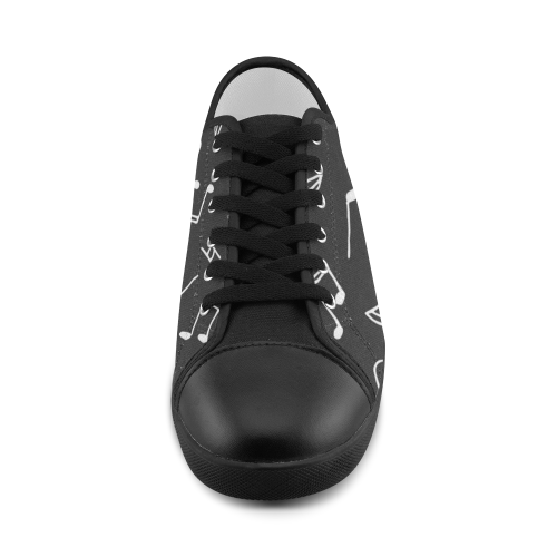 Music Notes Black Women's Canvas Shoes (Model 016) - kdb solution