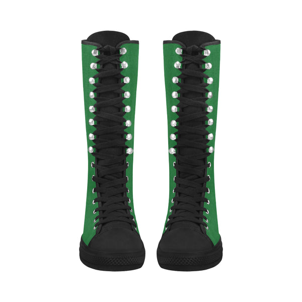 Green Canvas Long Boots For Women Model 7013H - kdb solution