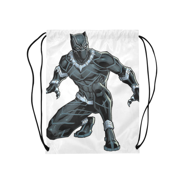 Black Panther Black and White Medium Drawstring Bag Model 1604 (Twin Sides) 13.8"(W) * 18.1"(H) - kdb solution