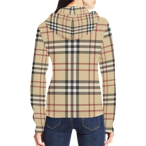 KDB Burberry All Over Print Full Zip Hoodie for Women (Model H14) - kdb solution