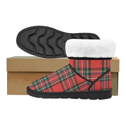 Red Plaid Custom High Top Unisex Snow Boots (Model 047) - kdb solution
