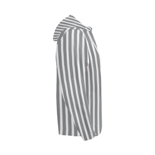 Grey stripes All Over Print Full Zip Hoodie for Men (Model H14) - kdb solution