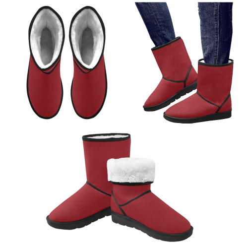 Red Custom High Top Unisex Snow Boots (Model 047) - kdb solution