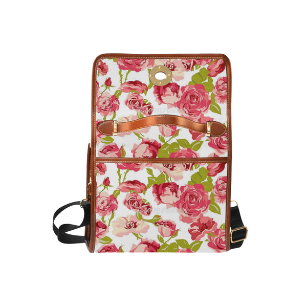 Pink Flowers Waterproof Canvas Bag/All Over Print (Model 1641) - kdb solution