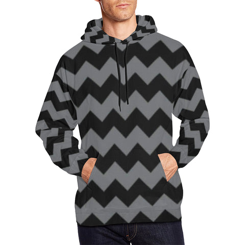 Black and Grey All Over Print Hoodie for Men (USA Size) (Model H13) - kdb solution