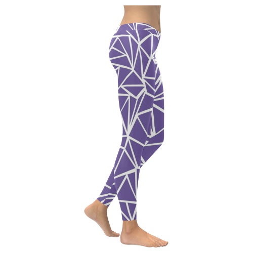 Purple and White design Low Rise Leggings (Invisible Stitch) (Model L05) - kdb solution