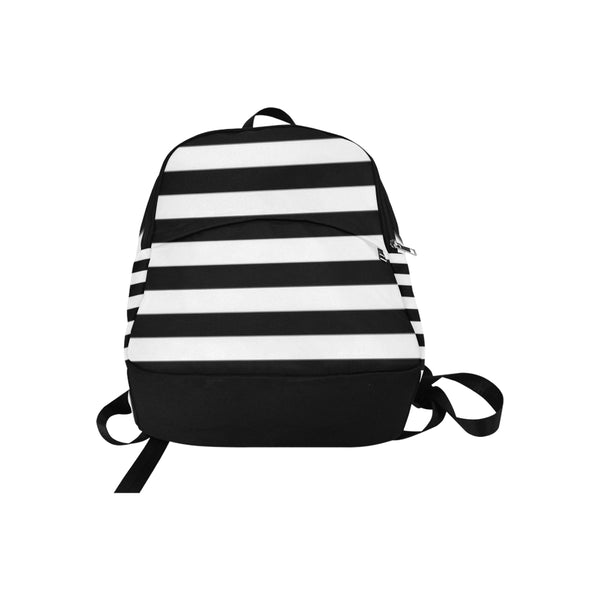 Black and White Strip Fabric Backpack for Adult (Model 1659) - kdb solution