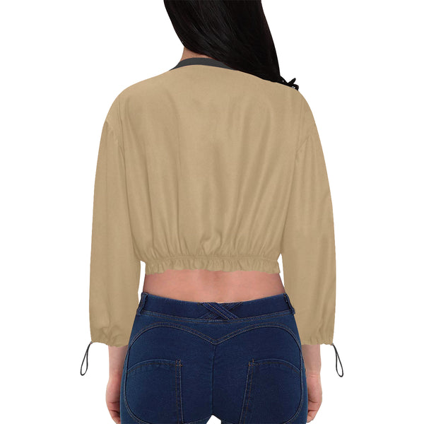 Khaki Cropped Chiffon Jacket for Women (Model H30) - kdb solution
