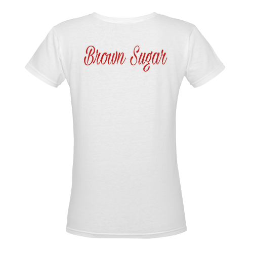 Brown Sugar Women's Deep V-neck T-shirt (Model T19) - kdb solution