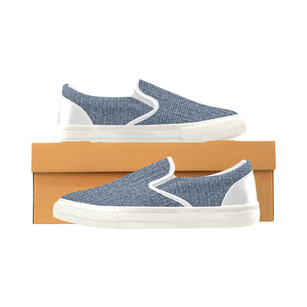 Blue Denim Men's Slip-on Canvas Shoes (Model 019) - kdb solution
