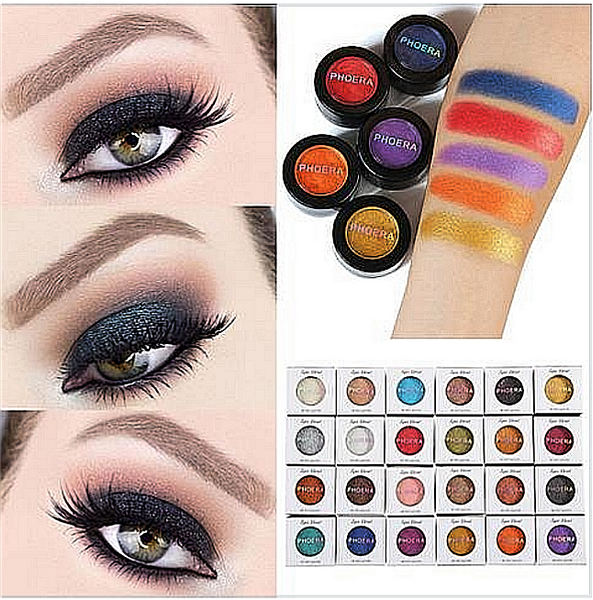 PHOERA Glitter Shimmering Colors Eyeshadow Metallic Eye Cosmetic - kdb solution