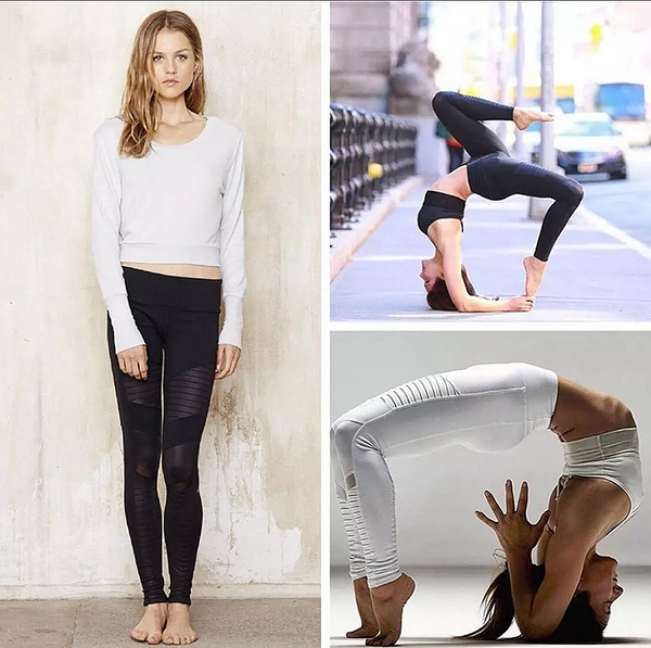 High Quality Moto Sport Leggings with Mesh Panels Yoga Moto-style Performance Leggings Yoga Pants For Women White/Black Note* Please allow 2-3 weeks for Delivery - kdb solution