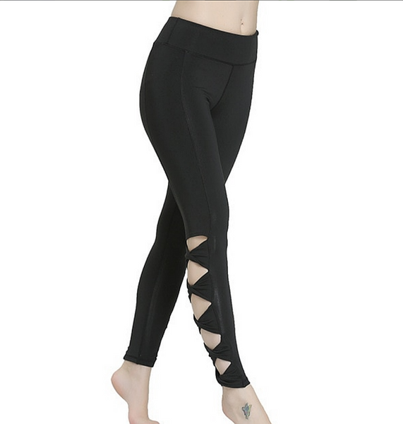 BINAND Hollow Leggings Yoga Pants Quick Dry Elastic Waistband Training Exercises Gym Fitness - kdb solution
