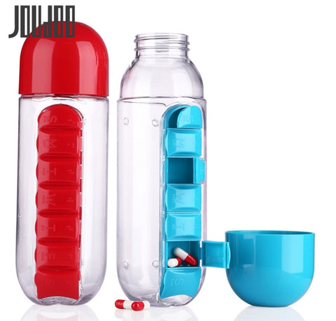 1PCS Water bottle with 7 Days Tablet Pill Box Holder /organizer - kdb solution